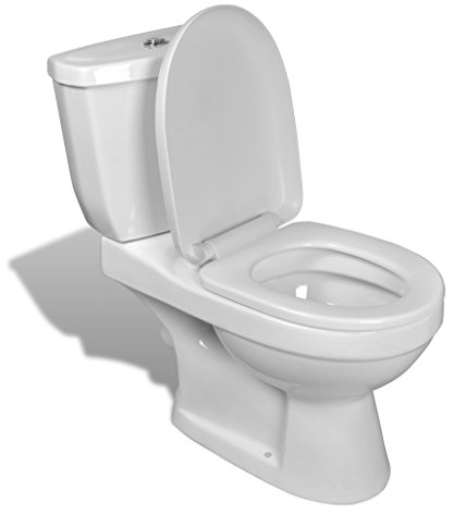 Festnight Keramik Stand-Toilette Stand-WC Bodenstehende Toilette Badezimmertoilette Doppelspülung 3 oder 6 L für Badezimmer Weiß