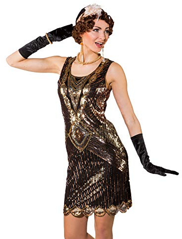 orlob gmbh Kostüm Charleston Kleid 20er Jahre Damen schwarz/gold Gr. L/XL