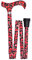 Classic Canes Gehstock faltbar Design mit roten Mohnblumen verstellbar