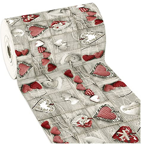 emmevi Tappeto Cucina Shabby Chic Antimacchia Retro Antiscivolo Passatoia Varie Misure Multiuso Bagno Cuori mod.MENDY dis.7 50x140