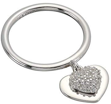 Michael Kors Women's Precious Metal-Plated Sterling Silver Pav¿ Heart Ring Silver 8