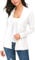EXCHIC Donna Casuale Lunghe Maniche V Collo Aperto Fronte Maglia Cardigan (L, Bianco)