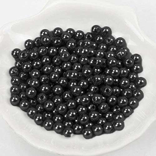 (8mm / Schwarz) Perlen/Bastelperlen - 30 Farben mit Loch zum basteln Traumfänger Wachsperlen Kreuz Zubehör Deko Mix Set groß und klein fädeln Armband Schlüsselanhänger Acryl bunt Schmuck