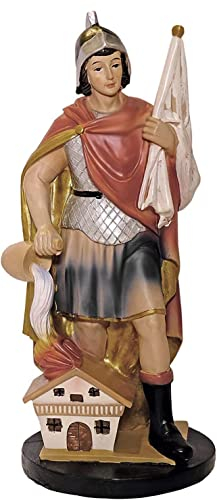 Kaltner Präsente Geschenkidee - 30 cm Heiligenfigur Heiliger Sankt Florian Schutzpatron - Handgemalte Figur auf Sockel - Hochwertiger Kunstguss aus Resin - Dekoration - Patron der Feuerwehr