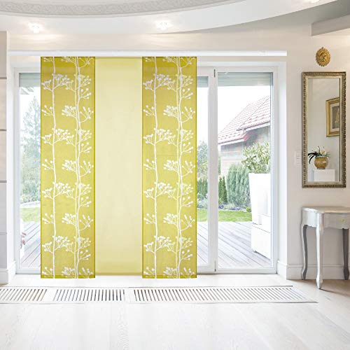 Bestlivings Flächenvorhang Elena 3er Pack Ausbrenner 60 x 260 cm (B x H) in Olivgrün, ausgebrannte Motive Schiebevorhang, in vielen Farben