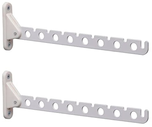 PRIOstahl 2 x Kleiderlüfter | Kleiderhaken/Garderobenhaken/Abhängträger/Haken | klappbar - 310 mm (2 Stück, Weiss)