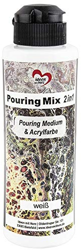 Ideen mit Herz Pouring Mix 2in1 | Pouring Medium & Acrylfarbe | 180 ml | kein weiteres Mischen mit Fluid, Medium oder Silikonöl erforderlich (weiß)