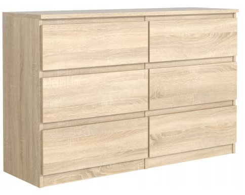 3xeliving Commode avec 6 tiroirs 120 cm, chêne Sonoma, D : 120 x 38 x 78 cm.