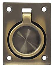 QCAA Solid Brass Flush Ring Pull, 2-1/2 x 1-7/8, Antique Brass, 1 Pack, Made in Taiwan