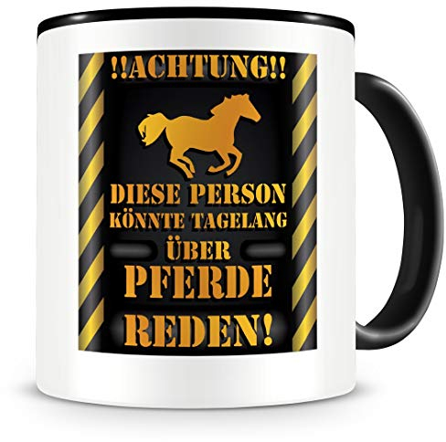 Samunshi® Pferde Tasse mit Spruch Geschenk für Mann Frau Oma oder Opa Kaffeetasse groß Lustige Tassen zum Geburtstag schwarz 300ml