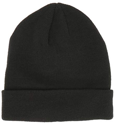 SHIPITNOW Schwarze Herren oder Damen Wintermütze Einfarbig - Basic Strickmütze ohne Bommel - 100% Acryl Beanie- Einfaches und klassisches Mützen ohne Marke - Einheitsgröße