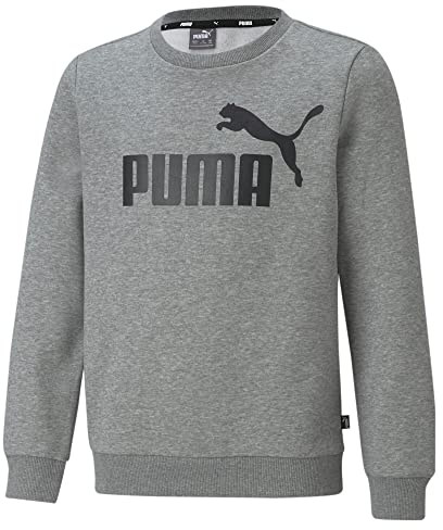 PUMA Jungen Big Logo Crew Fl B Sweater, Medium Gray Heather, 164 EU
