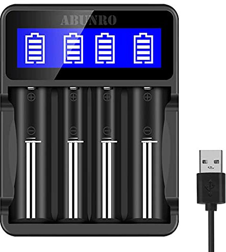 18650 Battery Charger 4 bay LCD Display Universal Battery Charger for Rechargeable Batteries Li-ion Batteries 18650 26650 16340 14500 Batteries