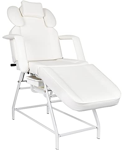 ACTIVESHOP Behandlungsstuhl für Wimpern Liegestuhl Für den Schönheitssalon Ivette Kosmetikstuhl Weiss