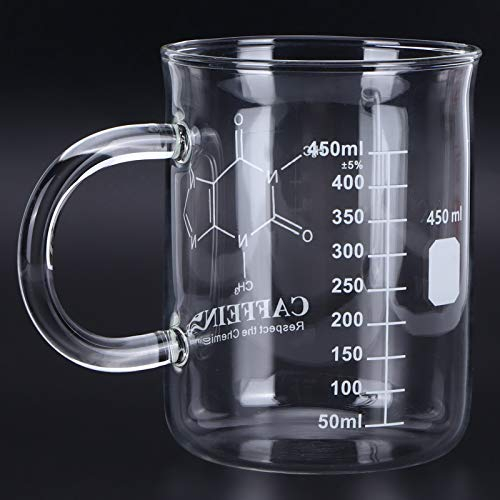 BORDSTRACT Verre Doseur,Tasse De Molécule De Caféine Tasse 3.5 X 4.5in pour Café Thé Latte Verre Doseur Cup