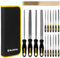 BLOSTM 17pcs Limes de Precision Assorties - 4 Grandes Lime Metal et 12 Limes à Aiguilles avec Étui à Outils Compact et Brosse - Lime a Bois et Outils de Travail du Verre, du Plastique, et du Métal
