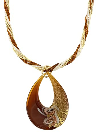 Venetiaurum - Collier pour Femme avec Pendentif Goutte en Verre de Murano Original et Argent 925 - Bijou Certifié Made In Italy