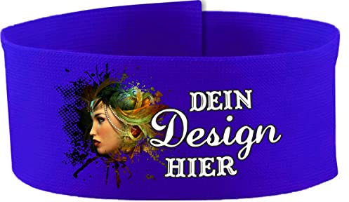 Klett Armbinde 5 cm personalisiert mit deinem Wunschtext oder Logo (Farbe Royalblau) (Gr. Junior - 15-25 cm)