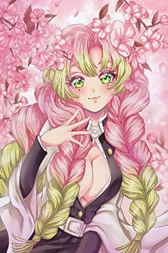 SXSJEIOU DIY Anime Diamond Painting Kits für Erwachsene, Demon Slayer 5D Diamant Kunst Kit Full Drill Rund für Handwerk Wanddekoration (30,5 x 40,6 cm)