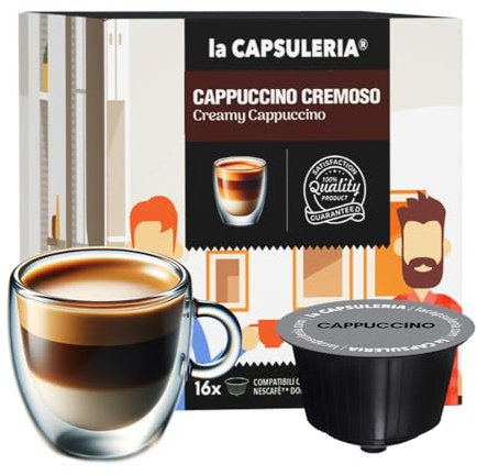 CAPPUCCINO CRÉMEUX (48 Capsules) compatible avec Nescafé Dolce Gusto, Lot de 3 x 16 Capsules (48 portions tot) - la Capsuleria