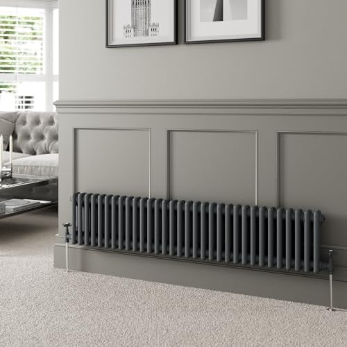 DuraTherm® 300 x 1460mm Anthracite Grey Traditional Horizontal Designer Radiator Double Column Colosseum Cast Iron Style Central Heating Panel Radiators Rad
