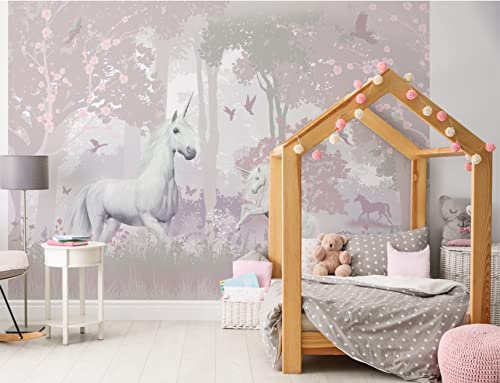 Walltastic Papier peint à 6 panneaux motif forêt de licorne, papier FSC, multicolore, 2,4 m de haut x 3 m de large, taille unique