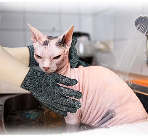 vomvomp Sphynx Katzen-Badehandschuhe, haarlose Katzen, Bade-Peeling-Handschuhe für Sphynx-Dusche, Körperpeeling, 6 Stück