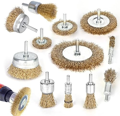 Nizirioo 12 Stück Drahtbürste Bohrmaschine, Drahtbürsten Rad, Becherbürstensatz, Drahtbohrbürstensatz Zum Entfernen Von Rost Schleifbürsten Bohrmaschine Zum Entfernen Von Rost Korrosion Farbe