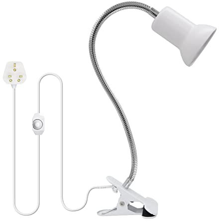 WEEVDRIE Portable Heat Lamp, Terrarium Heat Lamp with Clip, 40CM 360° Rotating Neck Reptile Heat Spotlight, Basking Light with Holder with Dimmer Switch for Turtle Lizard Tortoise, White