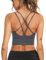 Sykooria Sport BH Damen Gepolstert Bustier Damen BH ohne Buegel Spaghettiträger Cross Back Design Push up BH Sport Bra Top für Yoga Fitness, Dunkelgrau, S