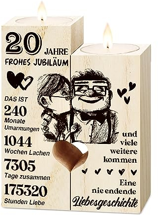 20. Hochzeitstag Geschenke - Kerzenständer aus Holz Geschenke, Geschenk Zum 20 Hochzeitstag, 20. Hochzeitstag Geschenke für Frauen Männer, 20. Jahrestag Deko Geschenk für Frau Mann Paare Ihn Ihr