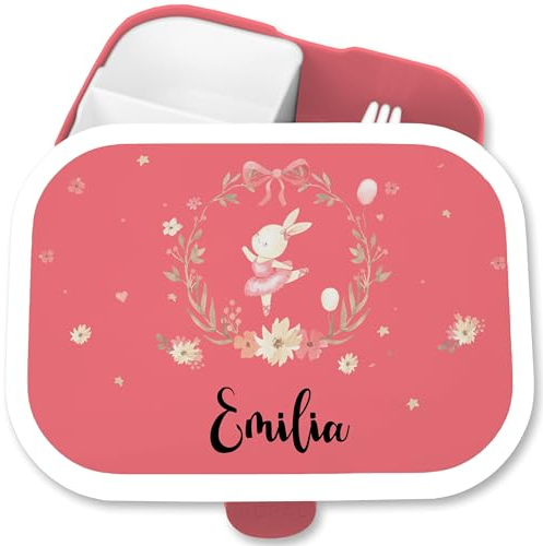 Brotdose Kinder Campus für Mepal - Brotbox süßer Hase Vesperdose Hasen Jausenbox Langohr Lunchbox Bunny I Ostern - 750 ml - Rosa - kindergarten mädchen personalisierte rabbit rabbits brotzeitbox