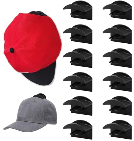 Altamejor 12 Stück Cap Halter, Selbstklebende Huthaken, Cap Halterung Wand für Wandmontage Hut Baseball Kappe Kleiderbügel Veranstalter