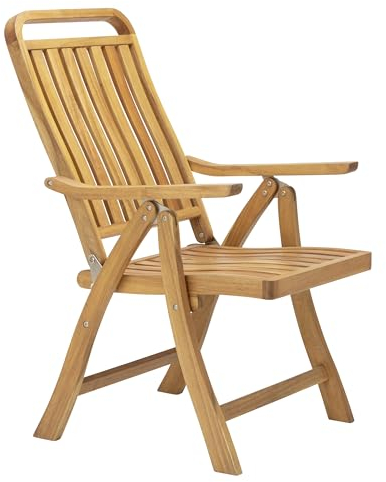 Dehner Gartenstuhl Lima, Multipositionssessel klappbar, aus FSC®-zertifiziertem Akazienholz, 107.5 x 49 x 59.5 cm, Natur-Farben
