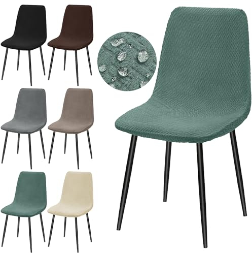 Alishomtll Stretch Stuhlhussen Universal für Eames Chair Jacquard Stuhlbezug Wasserdicht Esszimmerstühle Bezug Abnehmbare Waschbarer Stühle Schutz für Küche Bankett Hochzeit Party (Grün, 4er Set)