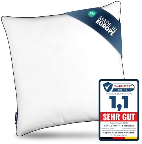 Gentle North Hochwertige Kopfkissen (80x80 cm groß) in Hotelqualität - Flauschiges, gut gefülltes Schlafkissen für Allergiker geeignet (Ökotex 100 Zertifiziert) - 60° Waschbar