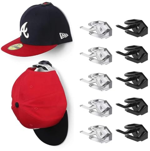 PIQIUQIU 10 Stück Selbstklebende Huthaken für Wand, Hutablage für Baseballkappen, Hutdisplay, Kappenhalter