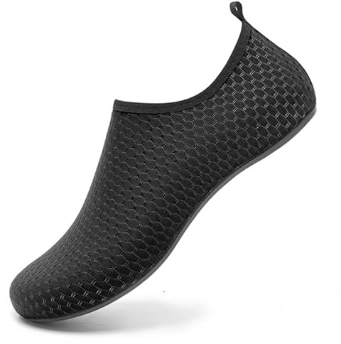 Steppli Water Shoes Beach Swim Pool Sea Surf Aqua Wet Socks Yoga Quick-Dry Breathable Weitsuit Non Slip Lightweight Shoes for Men Women Black EU42/43=UK7.5/8.5