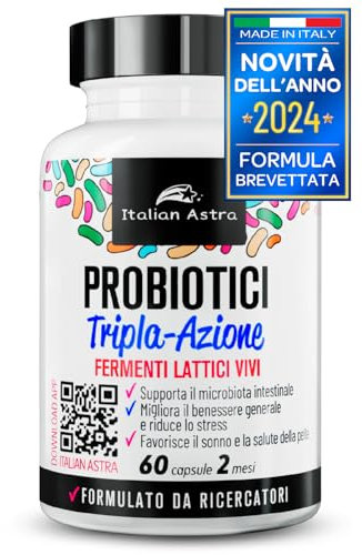 Fermenti Lattici Probiotici - Lactobacillus Rhamnosus e Lactobacillus Plantarum - Tripla Azione per Intestino, Difese Immunitarie, Enzimi Digestivi - 60 Capsule 2 Mesi
