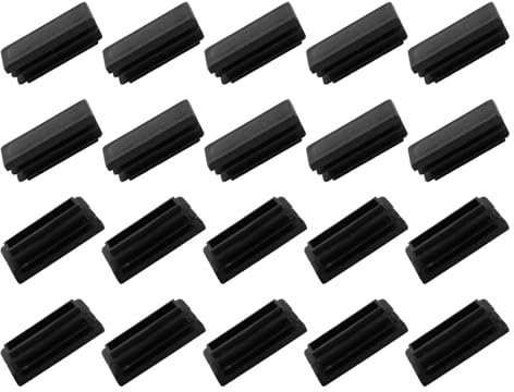 METALLIXITY Embouts Rectangulaires (40 x 15 mm) 21 Pièces, Embouts de Protection en Plastique pour Tubes Rectangulaires avec Filetage - pour Pieds de Meubles, Tables, Chaises, Noir
