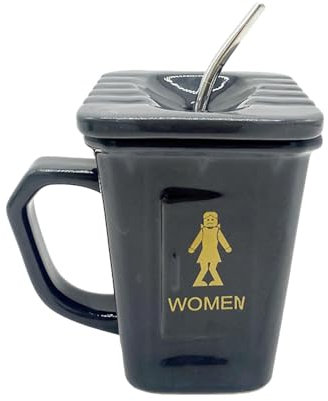Taza de café de inodoro, 450 ml, divertida taza de basura con asa, taza de café con tapa en forma de inodoro, vajilla de latas de reciclaje de escritorio para Halloween