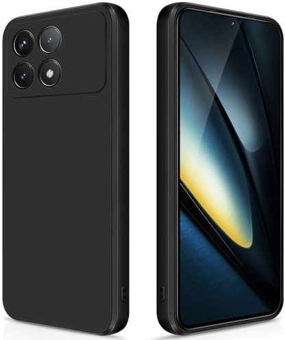 GiiYoon Coque pour Xiaomi Poco F6 Pro 5G Case en Silicone, Etui de Protection Antichoc Etui Housse Silicone Ultra-Mince avec Couche Intérieure en Fibre et Protection pour Caméra, Noir