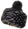 Futrzane Classic Bommel Mütze - Fellmütze Damen - Russen Wintermütze aus Pelz (M, Schwarz mit Weiß Classic)