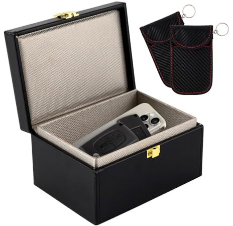 Connextion Keyless Go Schutz Autoschlüssel Box & 2 Stk Keyless Go Schutzhülle, Faraday Box Strahlenschutz Autoschlüssel Schutz Keyless Funkschlüssel Abschirmung RFID Schutzbox