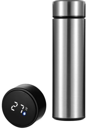 Herzberg Herzberg HG04234 Thermosflasche, 500 ml, mit intelligenter Temperaturanzeige, doppelwandige Isolierung, wasserdicht, BPA-frei, Sensor mit hoher Empfindlichkeit, LCD-Touchscreen