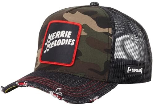 Capslab Merrie Melodies Looney Tunes Denim Camouflage Grün Schwarz Verstellbare Truckercap