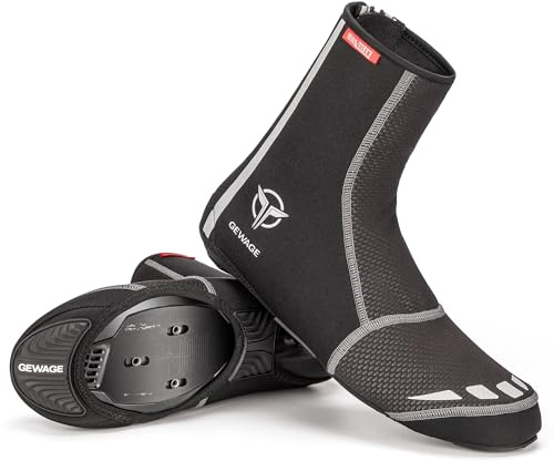GEWAGE Couvre-chaussures de vélo, surchaussures unisexes avec bandes réfléchissantes pour maintenir la chaleur pour VTT et vélo de course, Noir , 47/48 EU XX-Schmal
