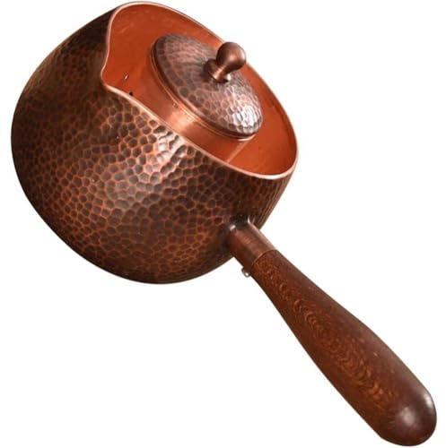 Ymxygz Pure Copper Teapot, Hammer Pattern Tea Pot, Hammered Tea Kettle Coffee Boiler with Handle for Tea House Camping Picnic