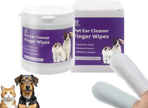 Pepultech Dog Ear Cleaner Wipes & Teeth Cleaning Wipes Set, Dog Dental Finger Wipes, Disposable Cats Ear Finger Wipes,Reduces Plaque & Freshens Breath & Earwax and Dirt, Easy to Use (100pcs)