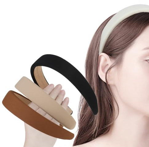 4 Stück Breit Haarreifen Damen Modische Stirnbänder für Damen Vintage Herbst Haarreif Breite Gepolsterte Stirnband Niedliche Haarband Rutschfeste Haarreifen Breit Haarbänder für Frauen